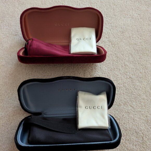 Gucci 2 Velvet Sunglasses Cases, Black and Burgundy - Picture 3 of 4